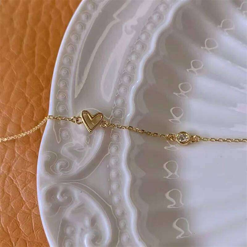 925 Sterling Silver Plating 14K Gold Zircon Heart Bracelets Exquisite Adjustable Bracelet For Women Jewelry 25H1229