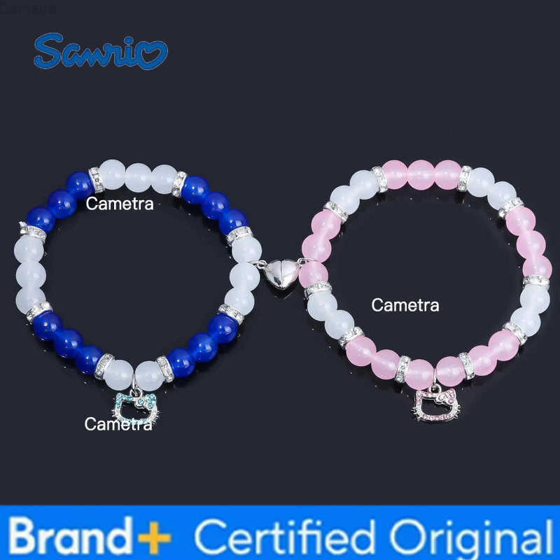 Sanrio Cartoon Cute Hello Kitty Bracelet Student Girl DIY Blue Pink Beads Bracelets Cosplay Prop Bangle for Women Jewelry Gifts H251229