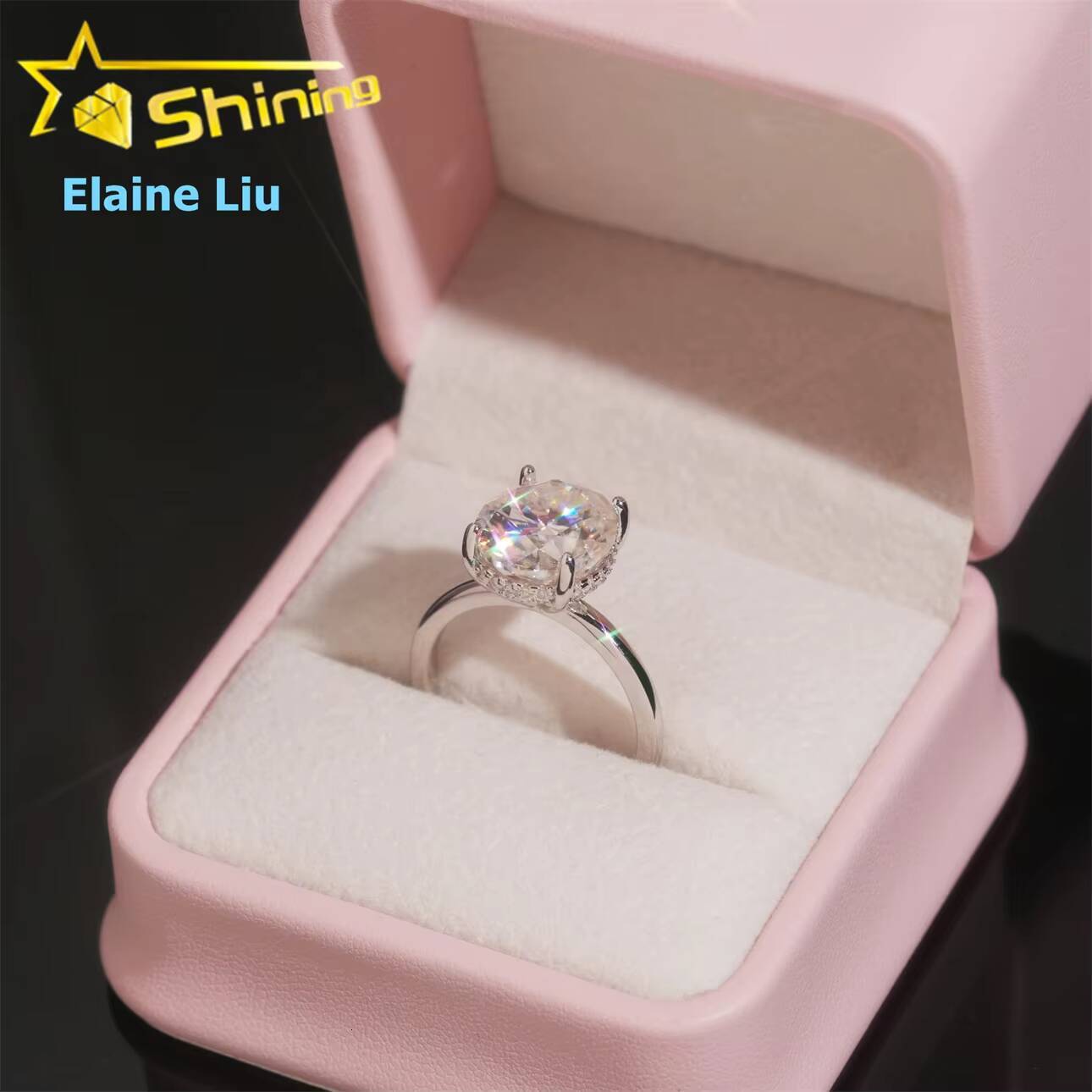 Luxury Fine Jewelry Sterling Silver 925 Custom VVS Moissanite Ring Moissanite Diamond Ring Engagement Ring