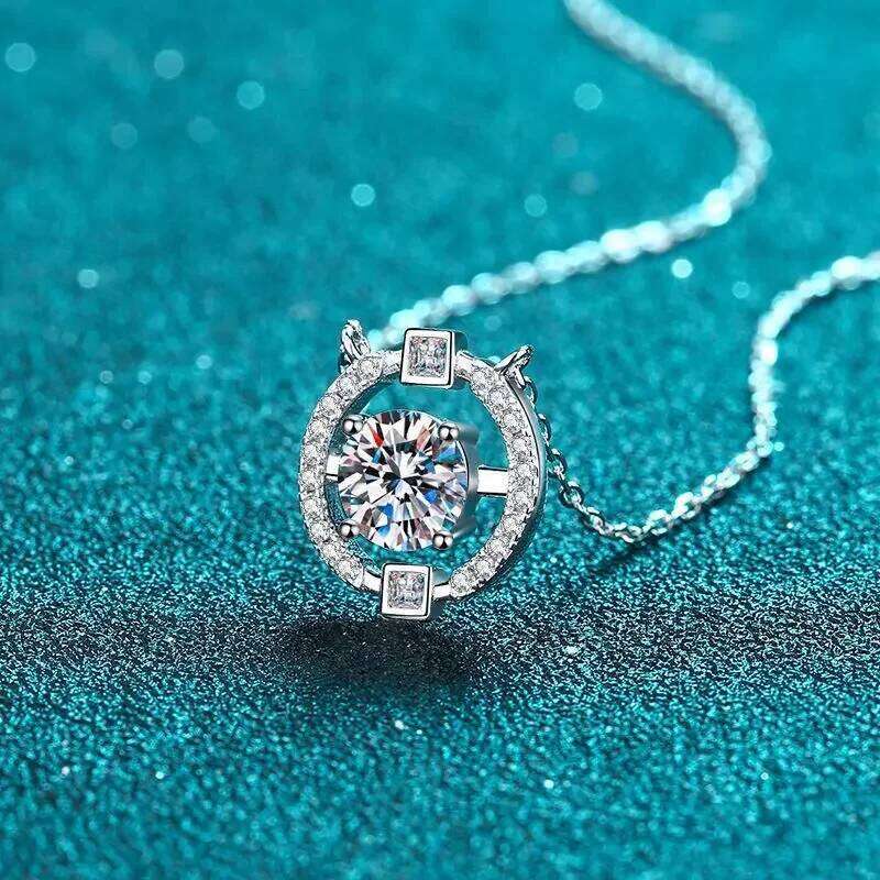 18K Gold Inlaid Simple Moissanite Women's Necklace PT950 Platinum Fashion Pendant Diamond Accessory Collarbone Chain 98d