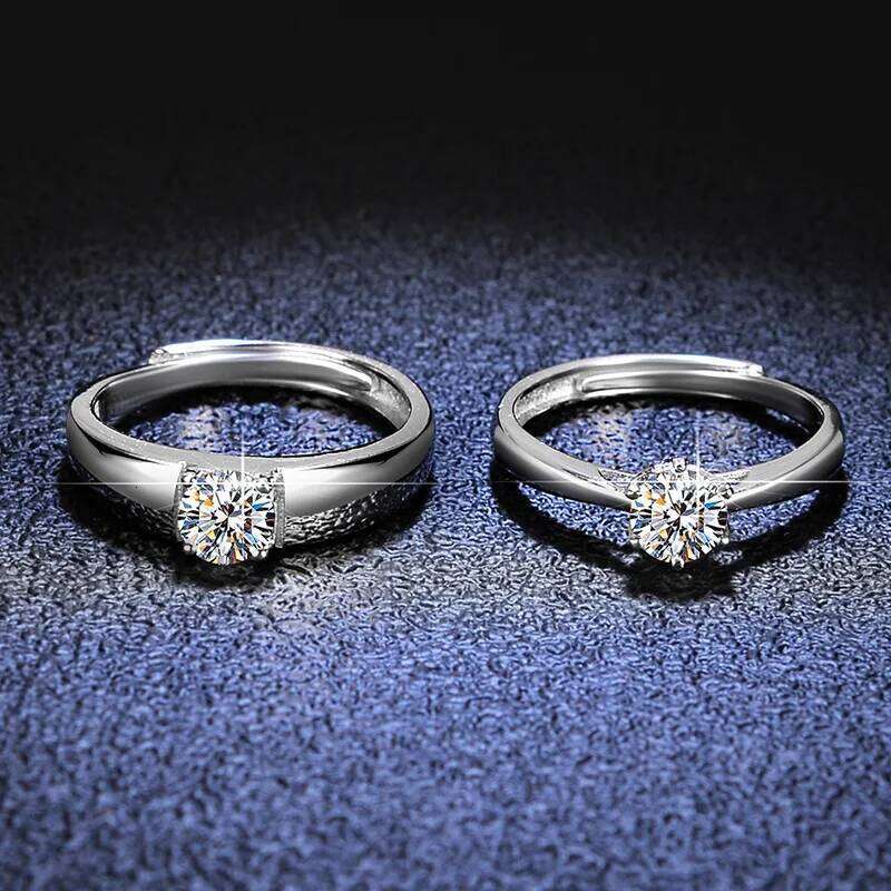 18K gold fashion open moissanite PT950 platinum men and women pair D color VVS1 diamond couple ring 888