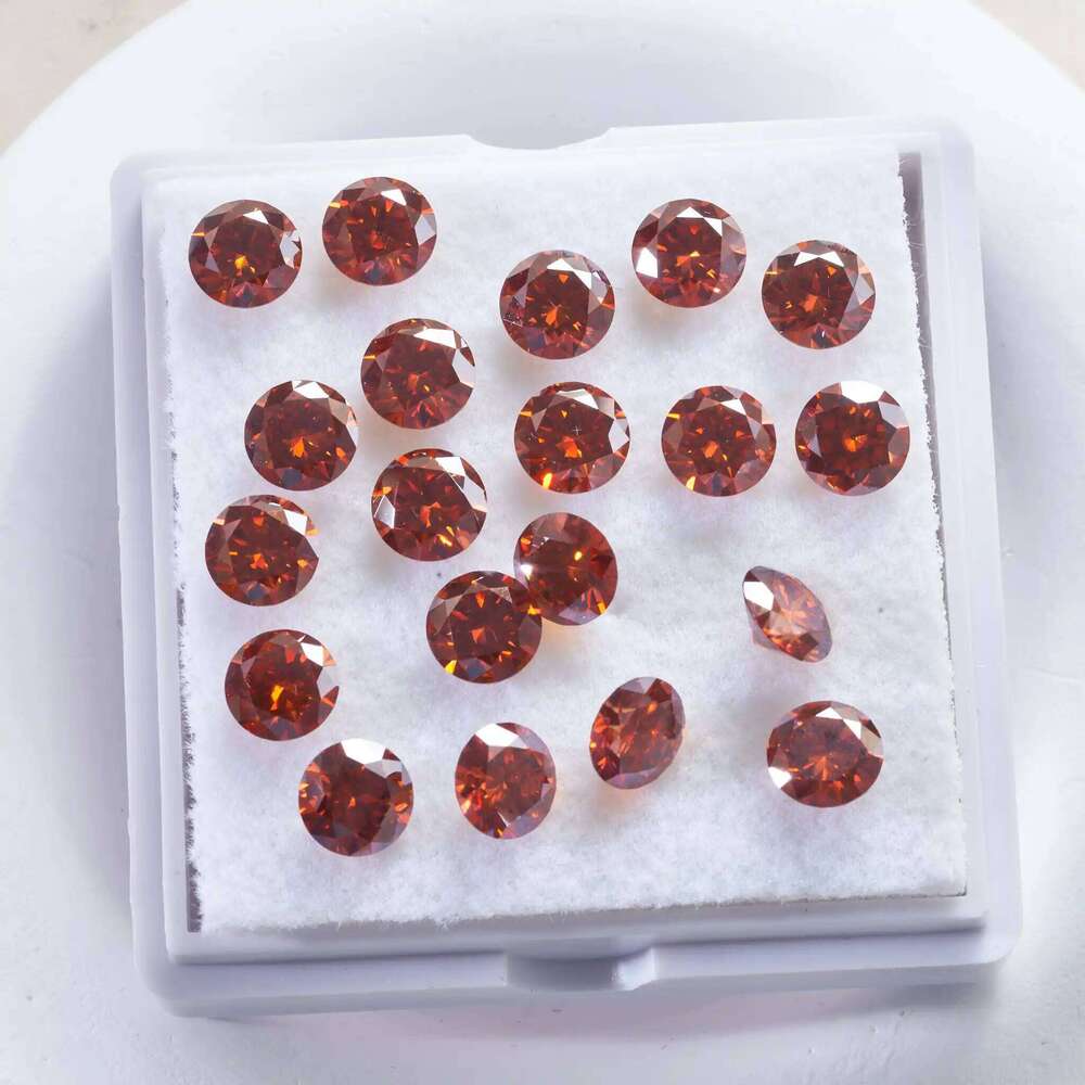 Orange lab Moissanite Loose Stones VVS1 0.5ct-5.0ct Round Cut shape real moissanite Pass Diamond Test For DIY silver jewelry 7d9