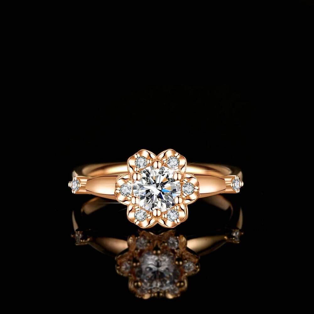 1ct D Color Moissanite Ring 925 Sterling Silver with Rose Gold Plated Wedding Flower Lab Diamond Rings for Women Jewelry 4b7