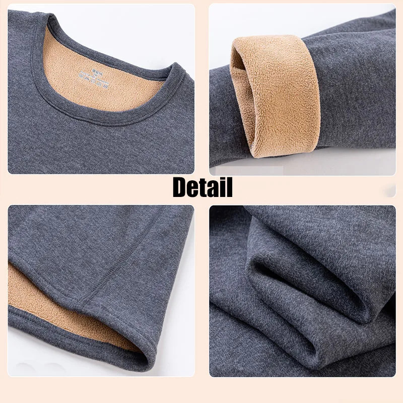 Winter Long sleeved Solid Mens Thicken Plush Oneck Keep Warm Tops Fleece Comfortable Soft Thermal Underwear Clothes Plus Size 251225