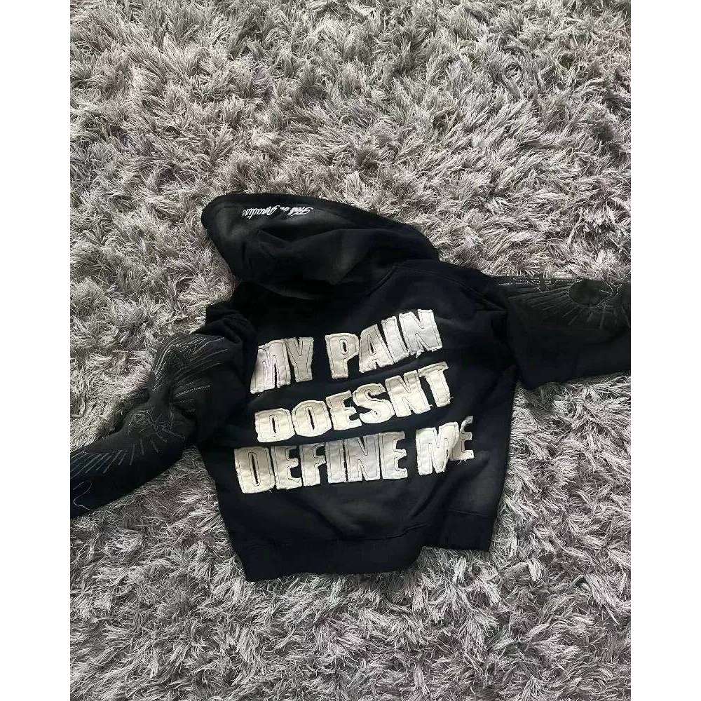 Autumn And Winter New Fashion Letter Patch Embroidered Sweater Men Y2K Street Vintage Popular Leisure Sports Hoodies Top