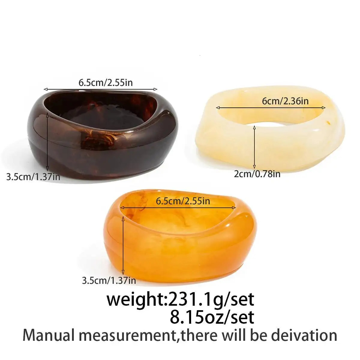 Ingemark 3PcsSet Boho Irregular Resin Plastic Bangles for Women Trend Vintage Glossy Geometric Bracelets Y2K Jewelry Gift 251219