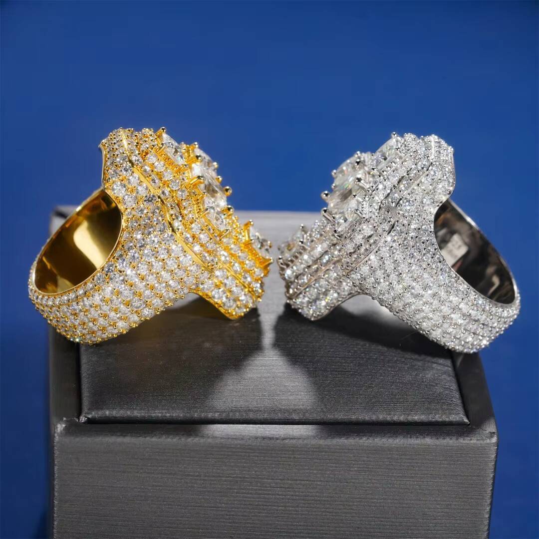 Fashionable New Design Cross Hip Hop Sparkling Moissanite Cross Men Moissanite Cross Ring Moissanite Ring