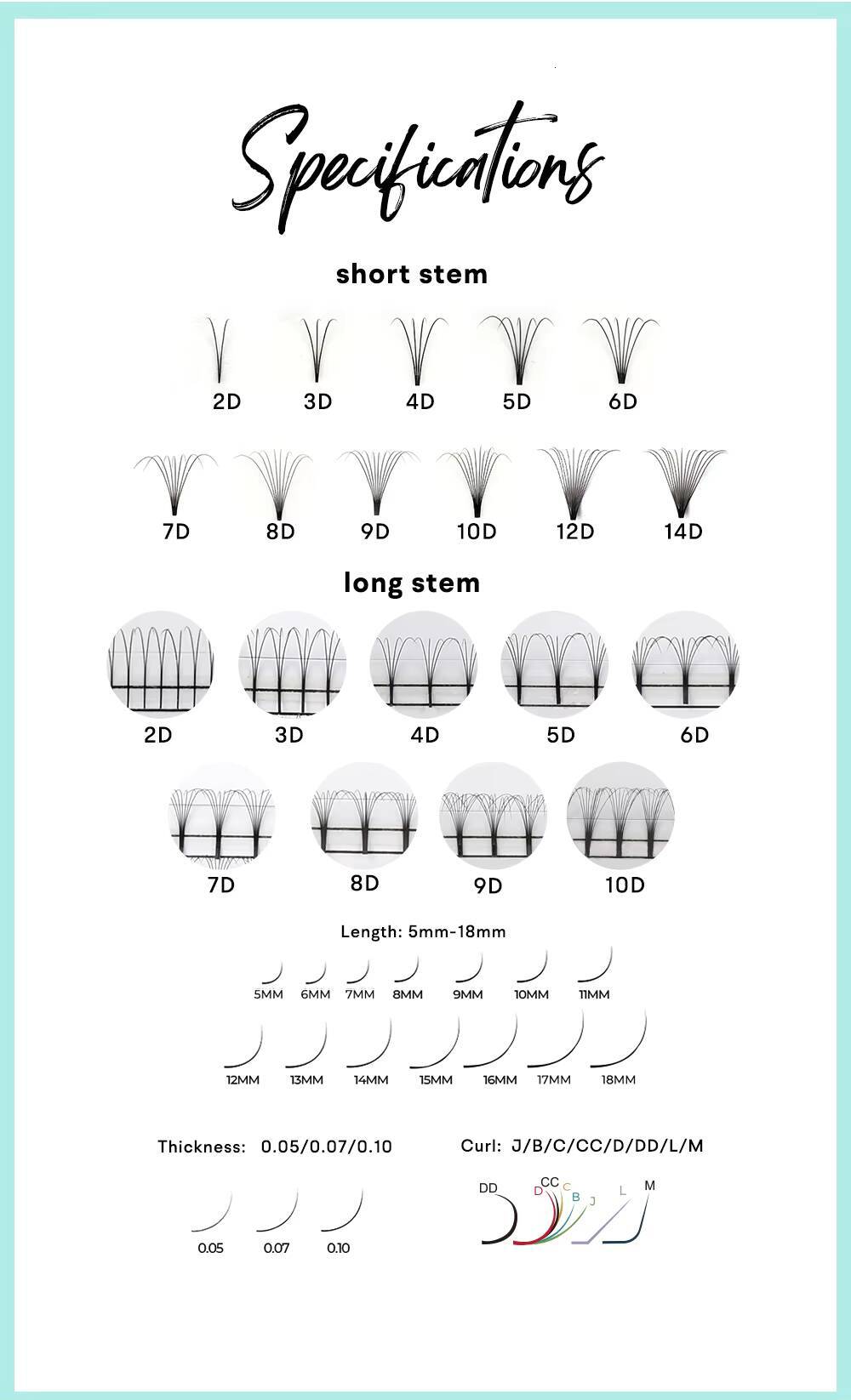 SP EYELASH High Quality Handmade 3D 5D 6D Premade Volume Fan Mega Short Stem Fan Eyelash Extensions Korean PBT Volume Lashes