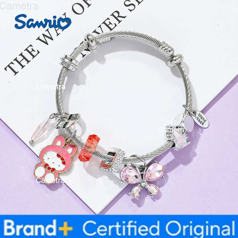 Sanrio Hello Kitty Bracelet Fashion Charm Cartoon KT Cat Bangle for Women Anniversary Date Jewelry Accessory Gift H251229