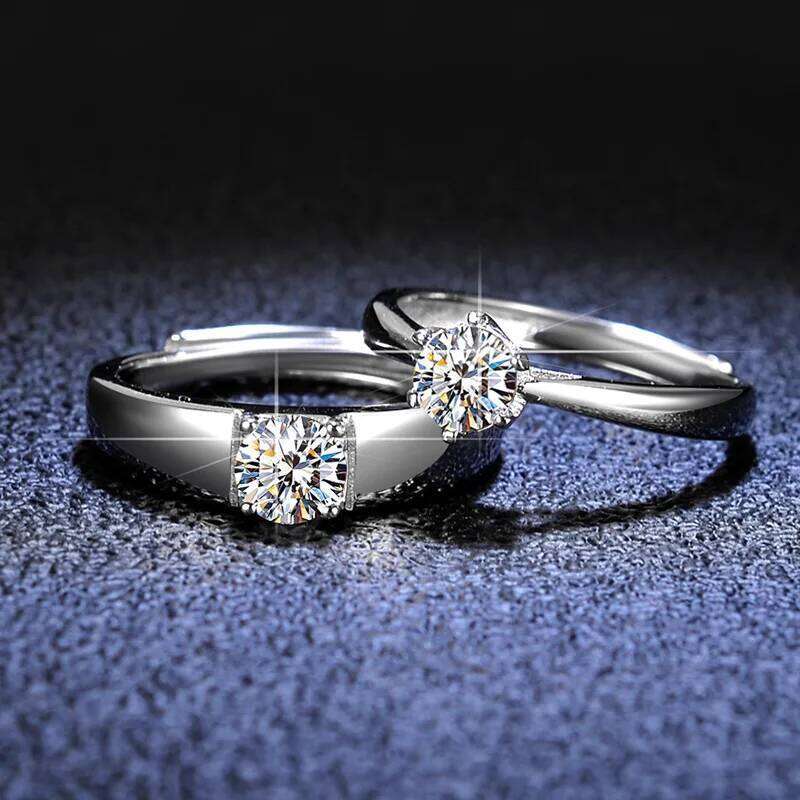 18K gold fashion open moissanite PT950 platinum men and women pair D color VVS1 diamond couple ring 888