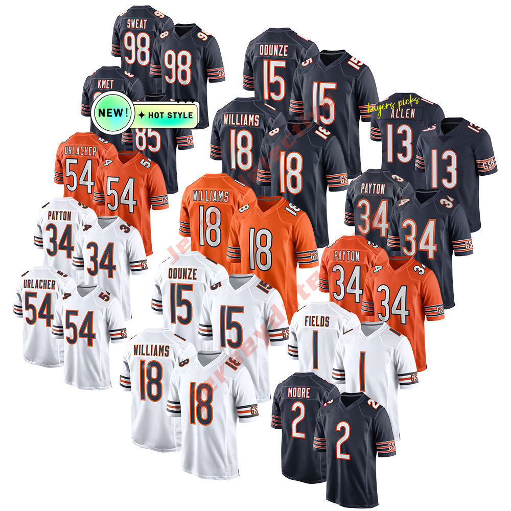 Custom Football Jersey 18 Caleb Williams Colston Loveland Walter Payton Rome 15 Odunze Moore Kmet Any Name Number Men S-XXXL SHXINET JERSEYDETECTIVE