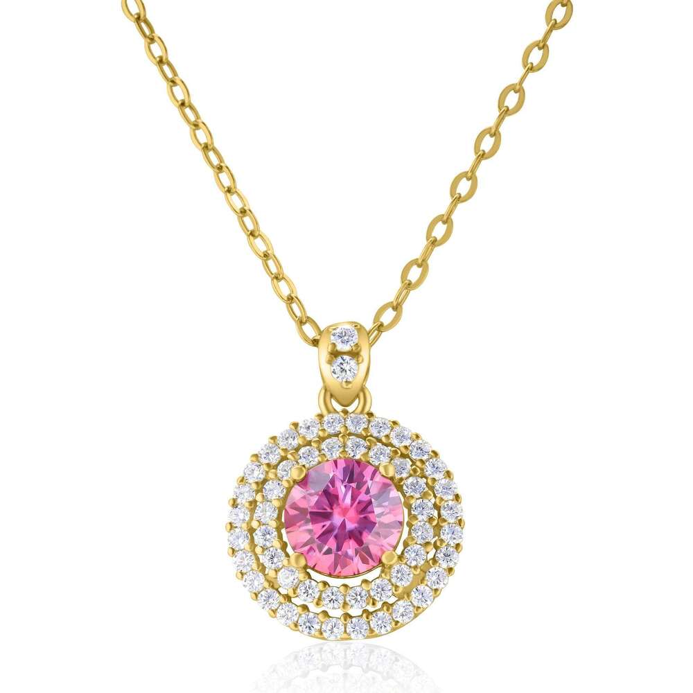 Sparkling 1.0 Ct d vvs round shape moissantie pendant neclkace gold color S925 Sterling Silver Women's Engagement gift dc4