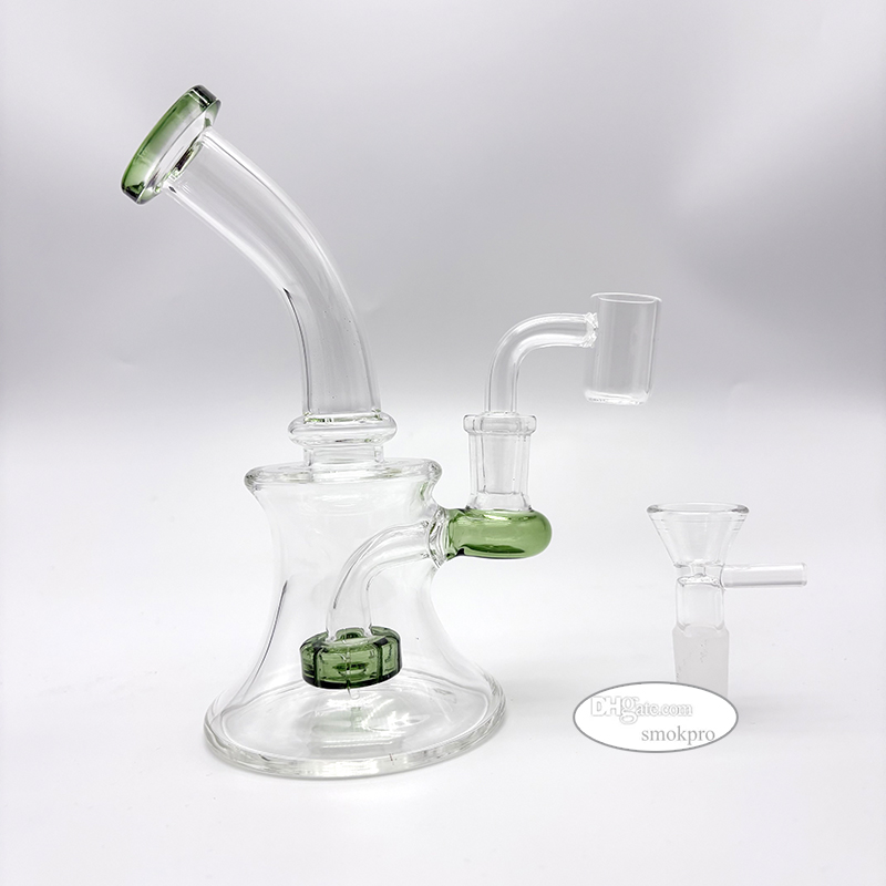 6.7 Inch Mini Glass Bubbler Water Pipe Portable Water Hookah Bong With 14mm Glass Slide Bowl / 14mm Male Quartz Banger