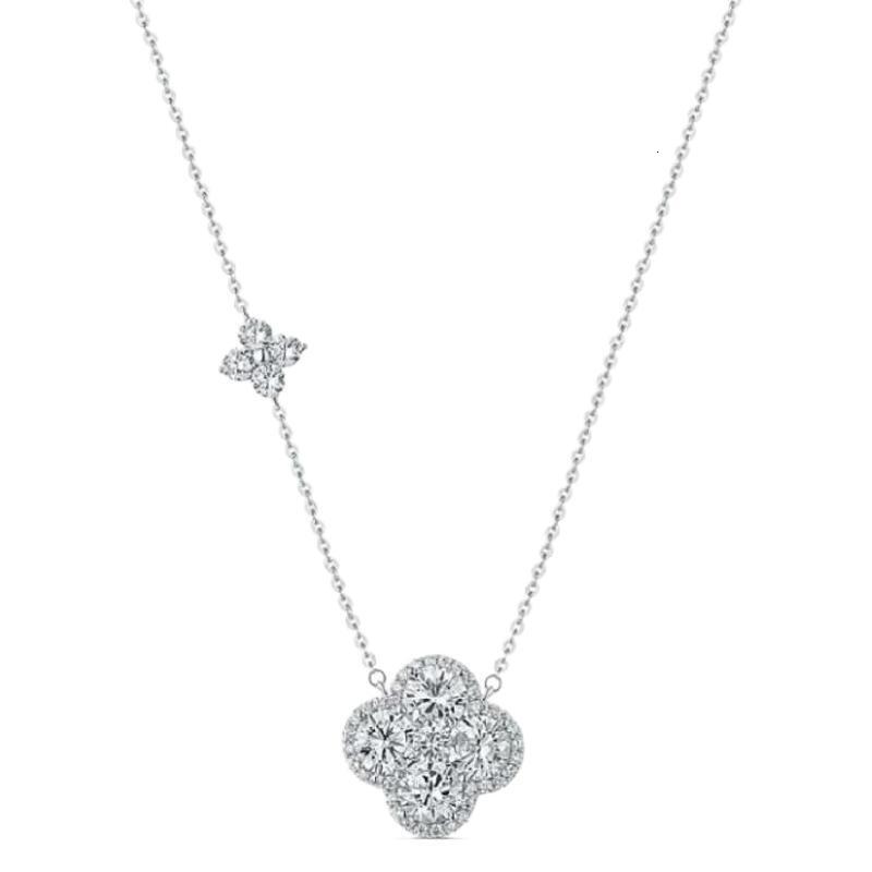 Luxury Brand Designer Jewelry Shiny Four-Leaf Clover Necklace For Women, Light Luxury, Niche, High-End Feel, Sparkling Collarbone Chain, Birthday Gift