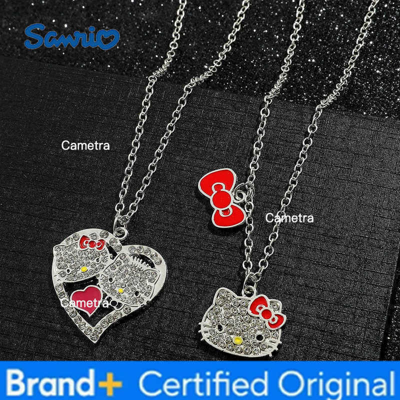 Sanrio Kawaii Hello Kitty Heart Rhinestone Necklace Pendant Girls Clavicle Jewelry Kitty Cat Design Fashion Accessory H251229