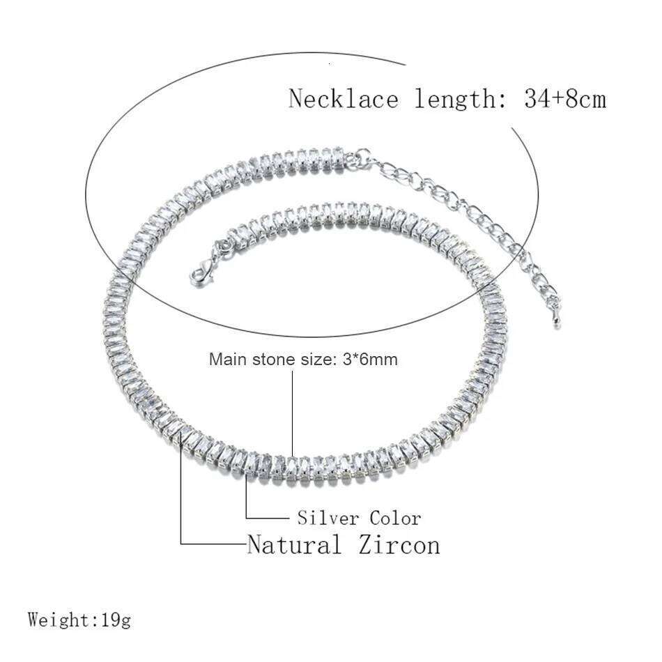 ZAKOL Korean Fashion Rectangle Zircon Choker Necklaces for Women Luxury Clear Geometric CZ Sexy Banquet Party Jewelry
