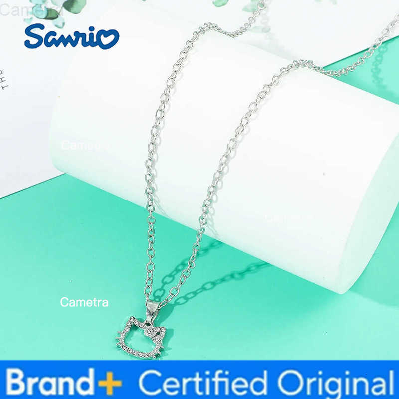 Sanrio Anime Hello Kitty Cartoon Necklace Cute Hollow Out Head Portrait KT Cat Neck Chain for Friend Birthday Accessories Gift H251229