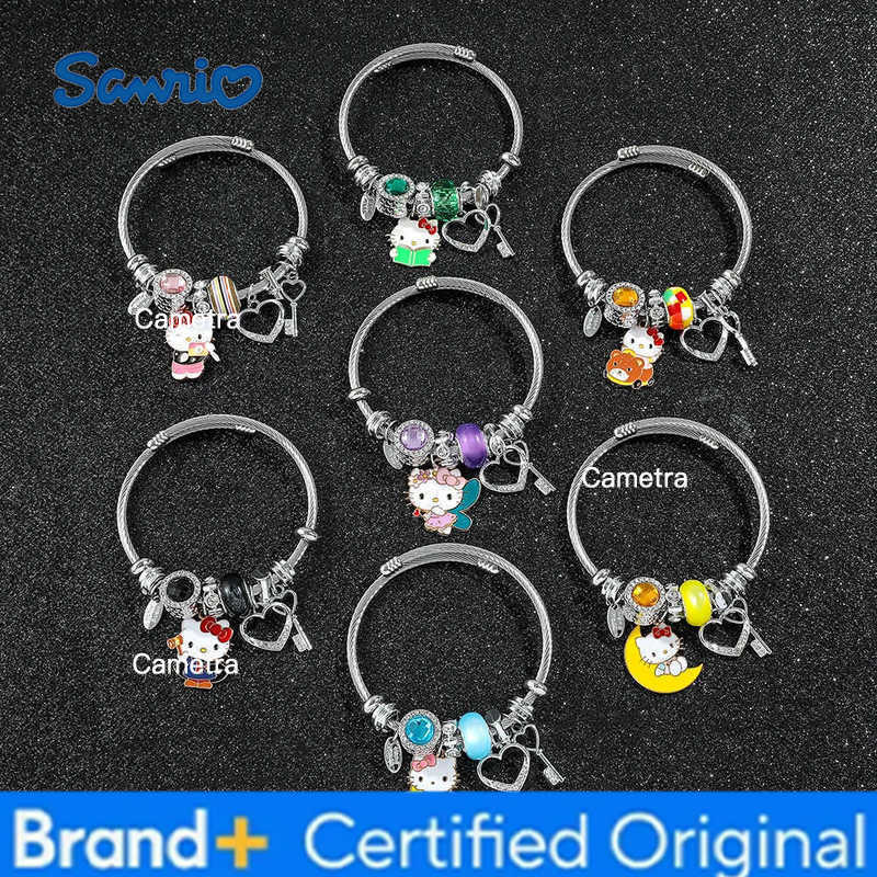 Sanrio Sanrio-Hello Kitty Bracelet Kawaii Anime Jewelry Crystal Beads Sweet Accessories Adjustable Cute Student Festival Gift H251229