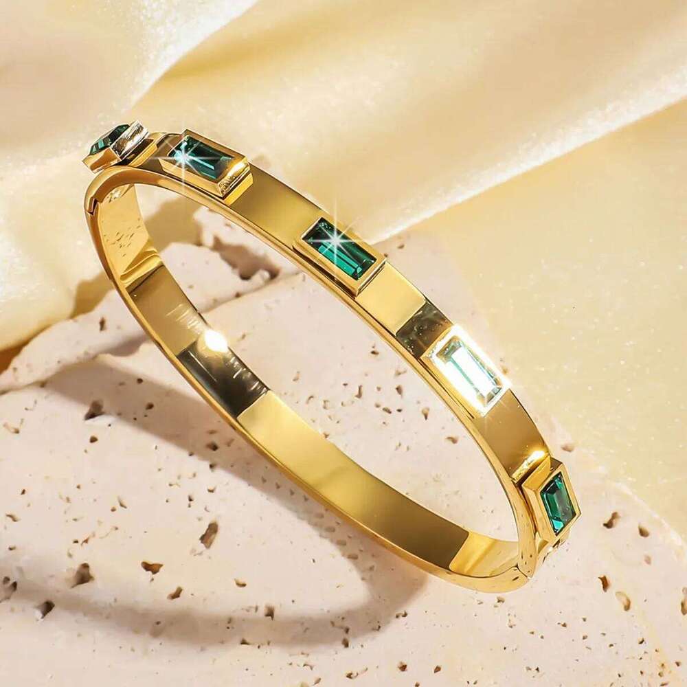 ZAKOL Personality 18K Gold Plated Stainless Steel Cubic Zircon Bracelet for Women Waterproof Fashion Jewelry Gift