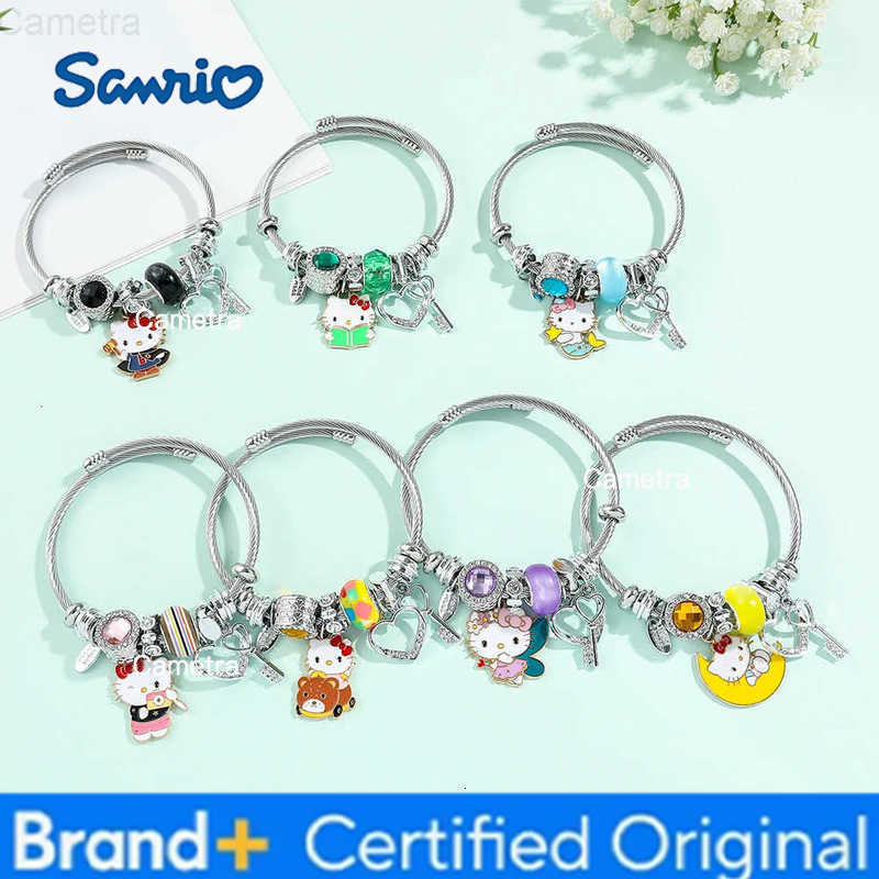 Sanrio Sanrio-Hello Kitty Bracelet Kawaii Anime Jewelry Crystal Beads Sweet Accessories Adjustable Cute Student Festival Gift H251229