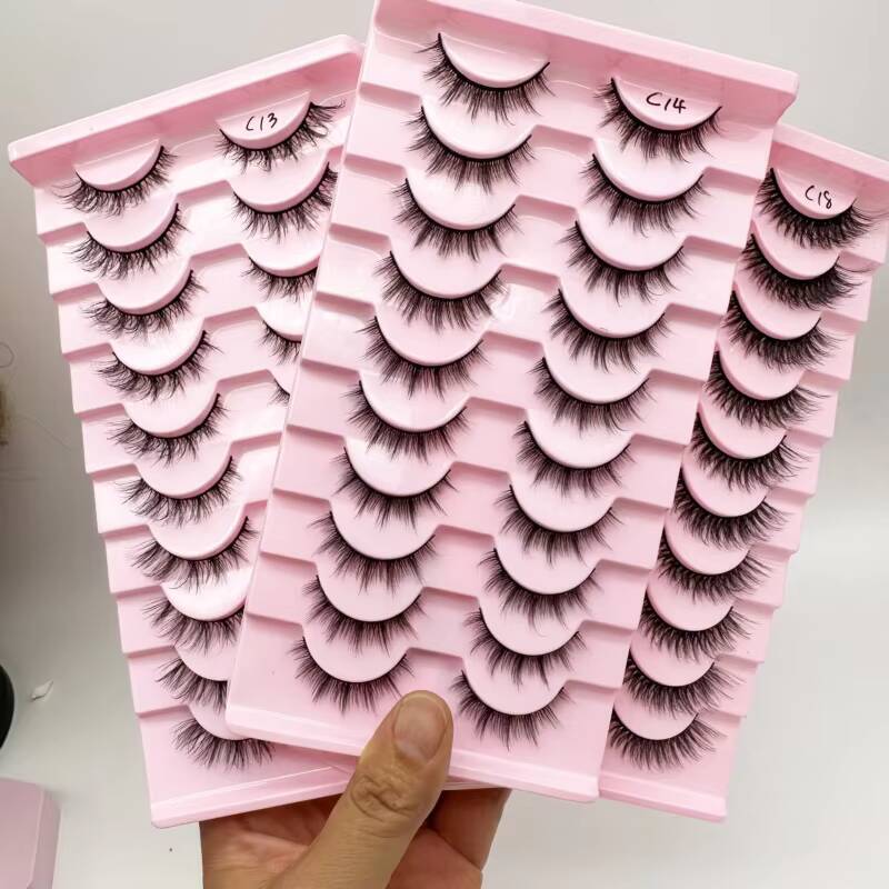 Wholesale Invisible Strip Eyelashes Faux Mink Lashes Natural and Fluffy 10 Pairs Synthetic Eyelashes