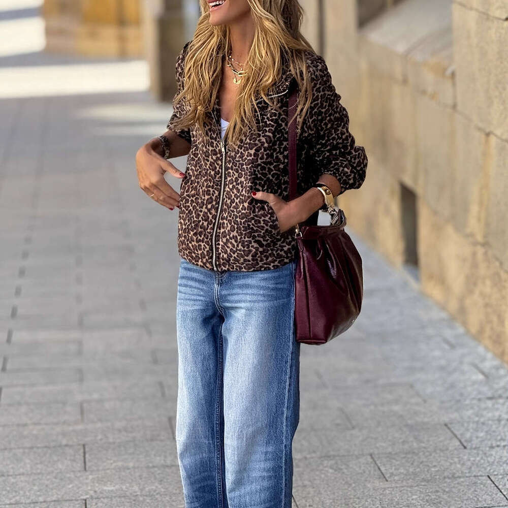 2025 European And American Retro Leopard Print Hooded Sweatshirt Street Hip-Hop Jacket Casual Elegant Top DREAM RECALL