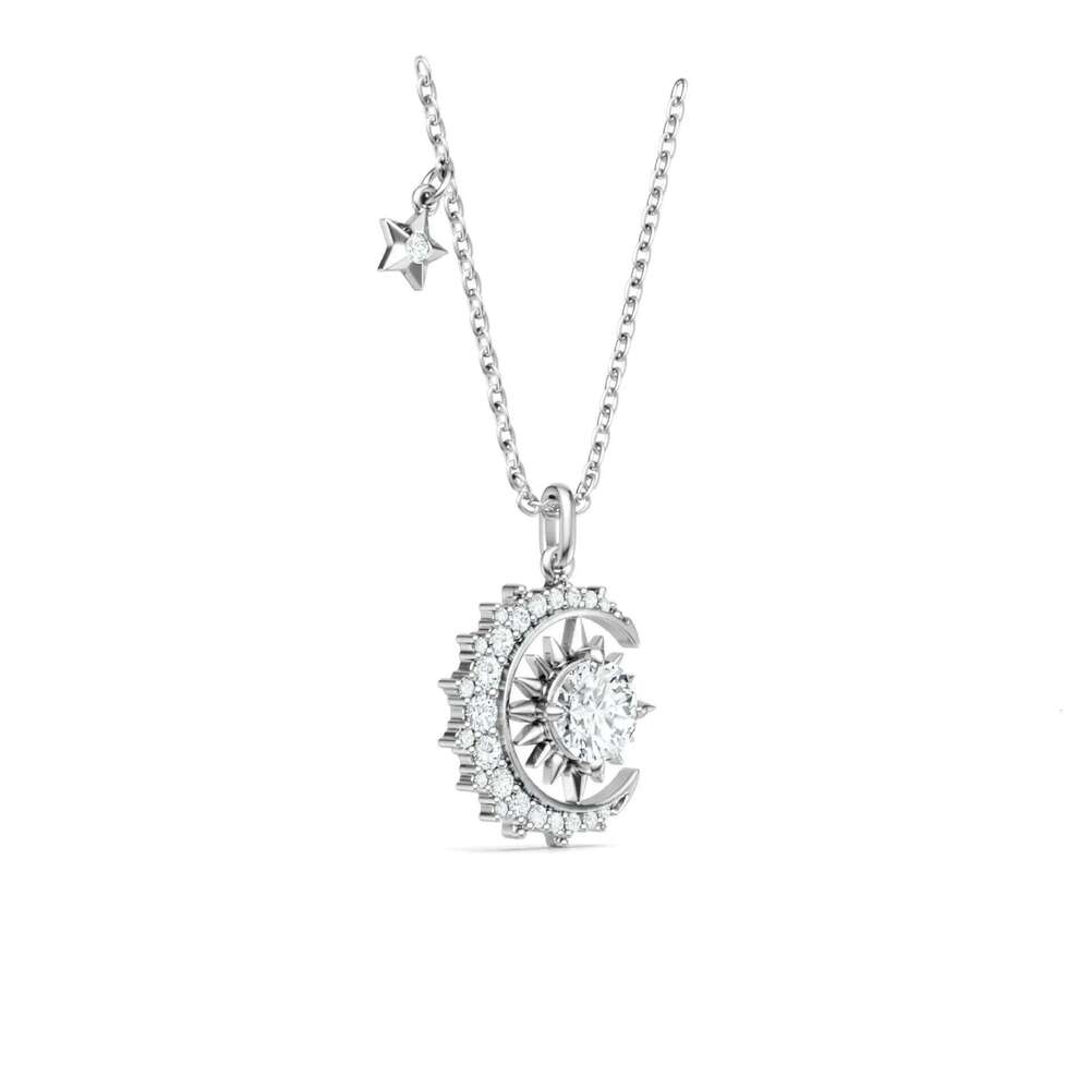 Moissanite Dia 6.5mm 1CT Woman Pendant Sier For Women Chains Party Bridal Fine Jewelry 925sterling Silver Necklace 9ff