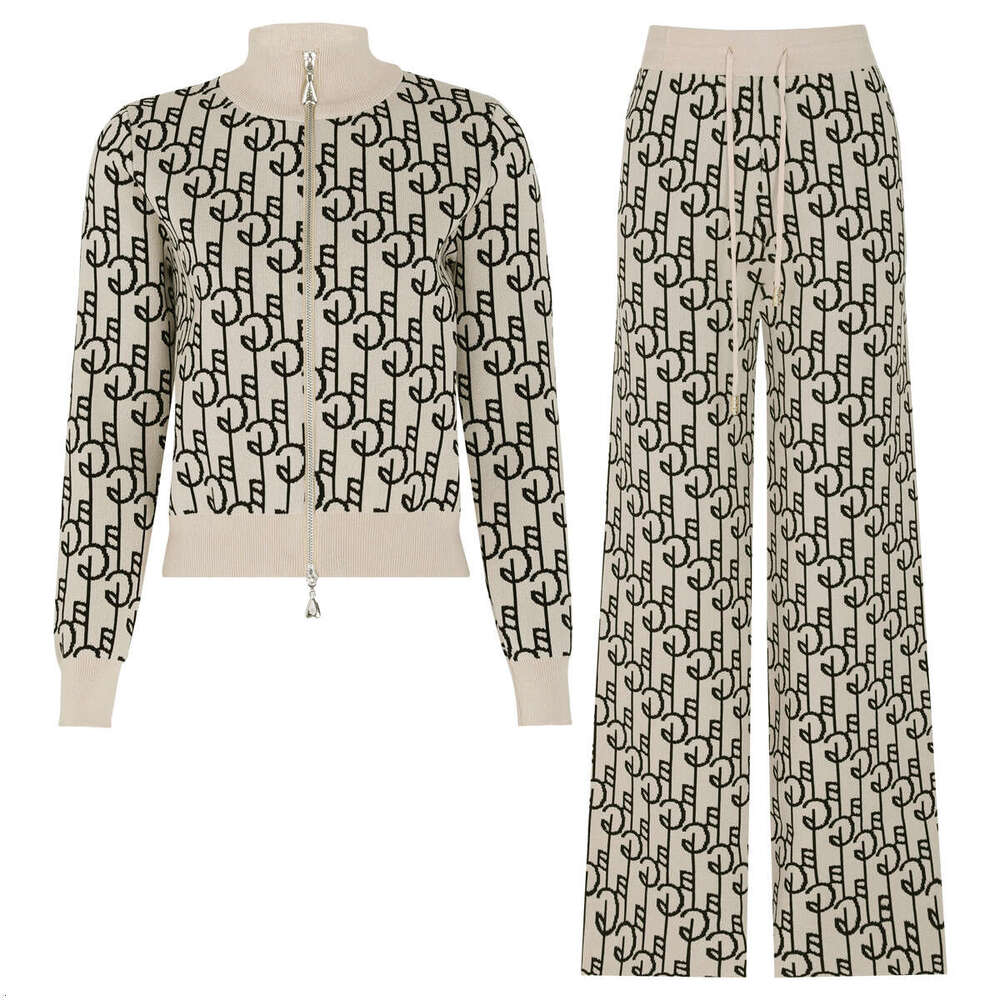 High-End Quality In-Stock Spring And Autumn New Heavy Knit Internet Celebrity Casual Style Top Jacket + Pants Set