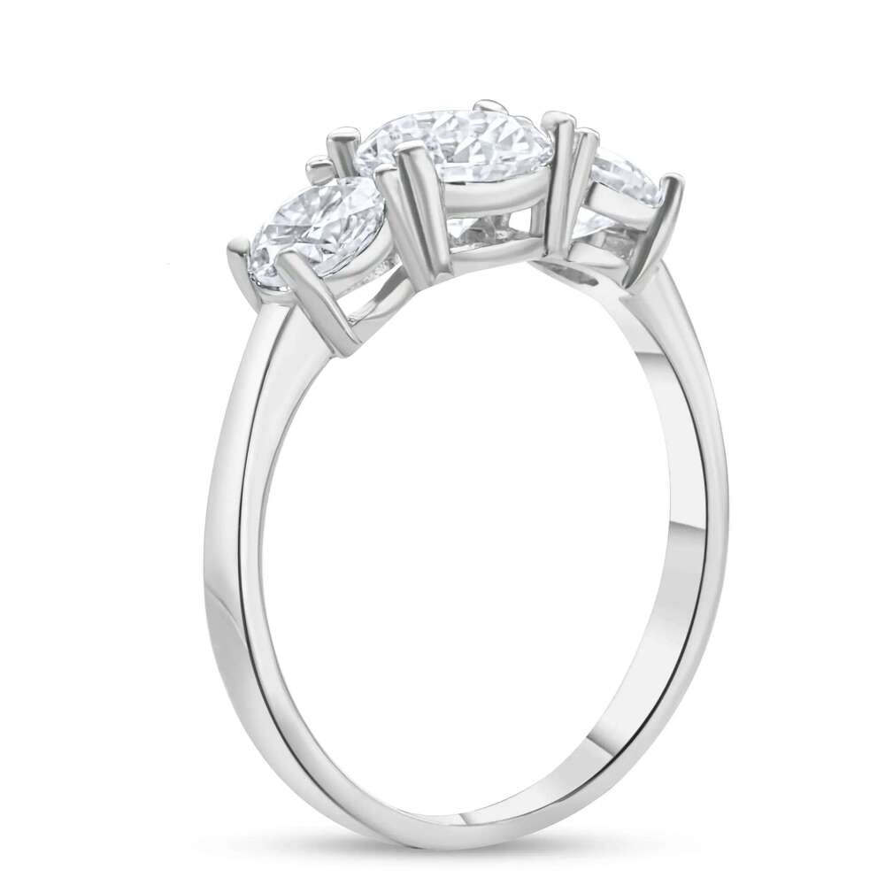 Real D Color VVS1 Round 2.0-4.0ctw Moissanite 3 Stone Ring 925 Pure Silver Jewelry Certified for Women Wedding Engagement Gift 5c5