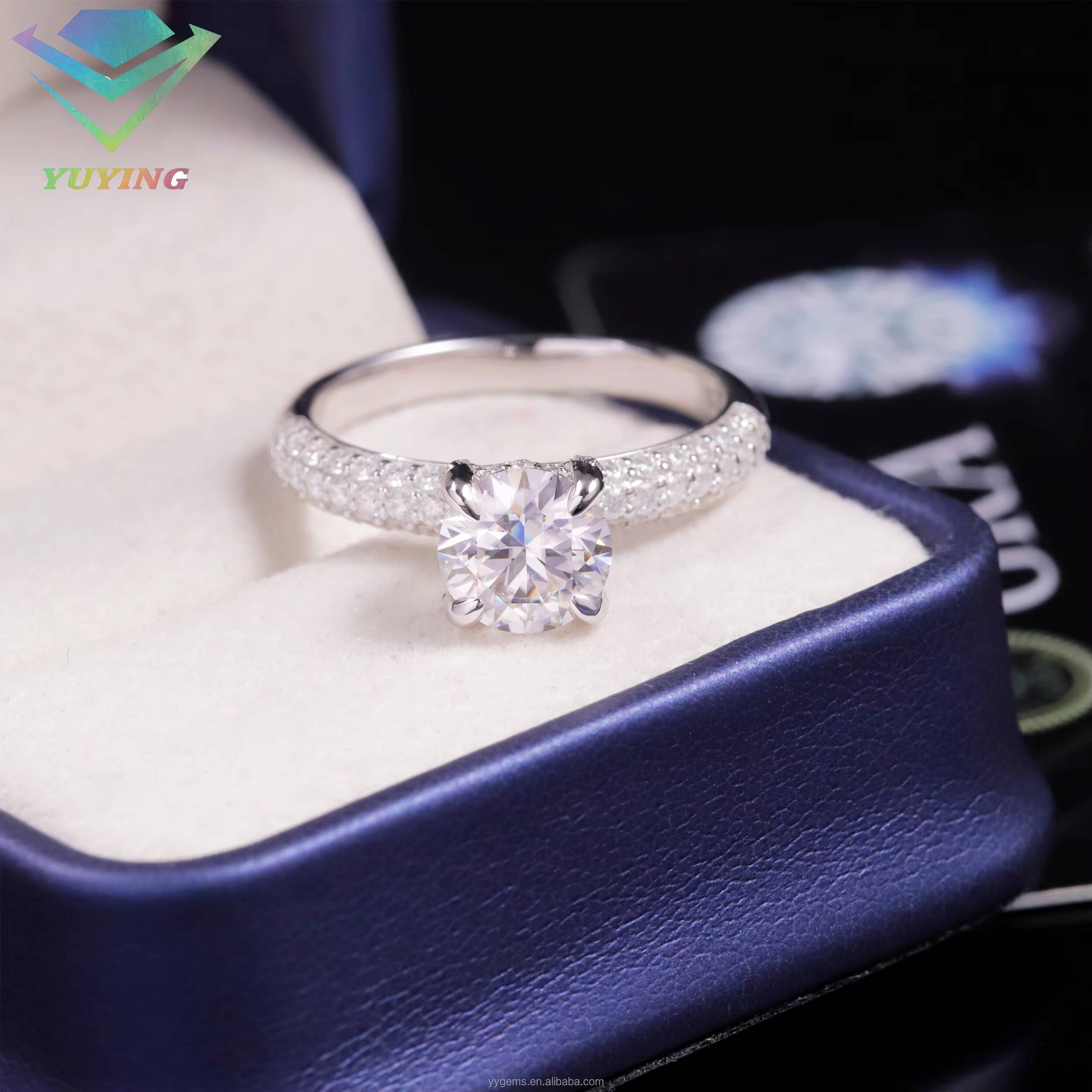 14K Gold 1CT Round Cut VVS Clarity Lab CVD Diamond Wedding Engagement Ring for Women Moissanite Rings