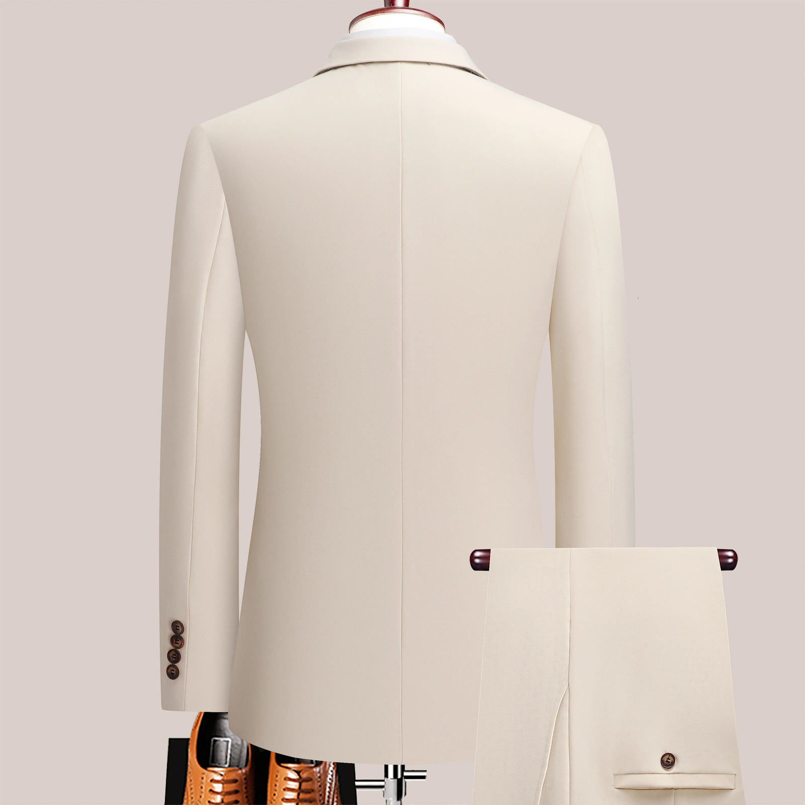 The latest mens solid color suit twopiece set with lapel collar and double breasted buttons for four seasons business s 251213