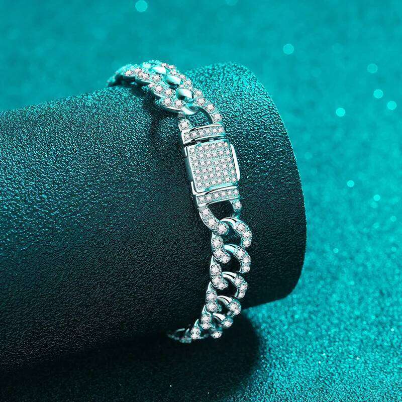 18K men and women couple full moissanite universal pt950 gold bracelet 4ed