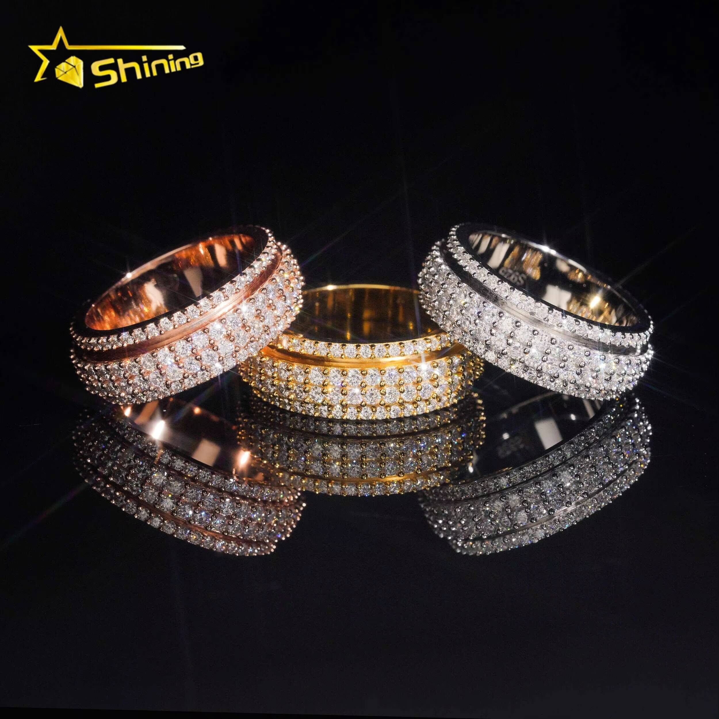 Iced Out Fine Man Jewelry Engagement Rings 925 Silver D VVS Moissanite Diamond Eternity Band Ring Daily Wear