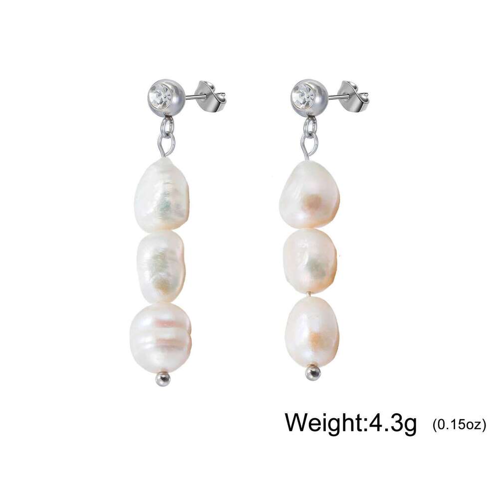 Skyrim Natural Pearl Dangle Earrings for Women Girls Stainless Steel Minimalist Zircon Stud Earring Jewelry Gift C251227