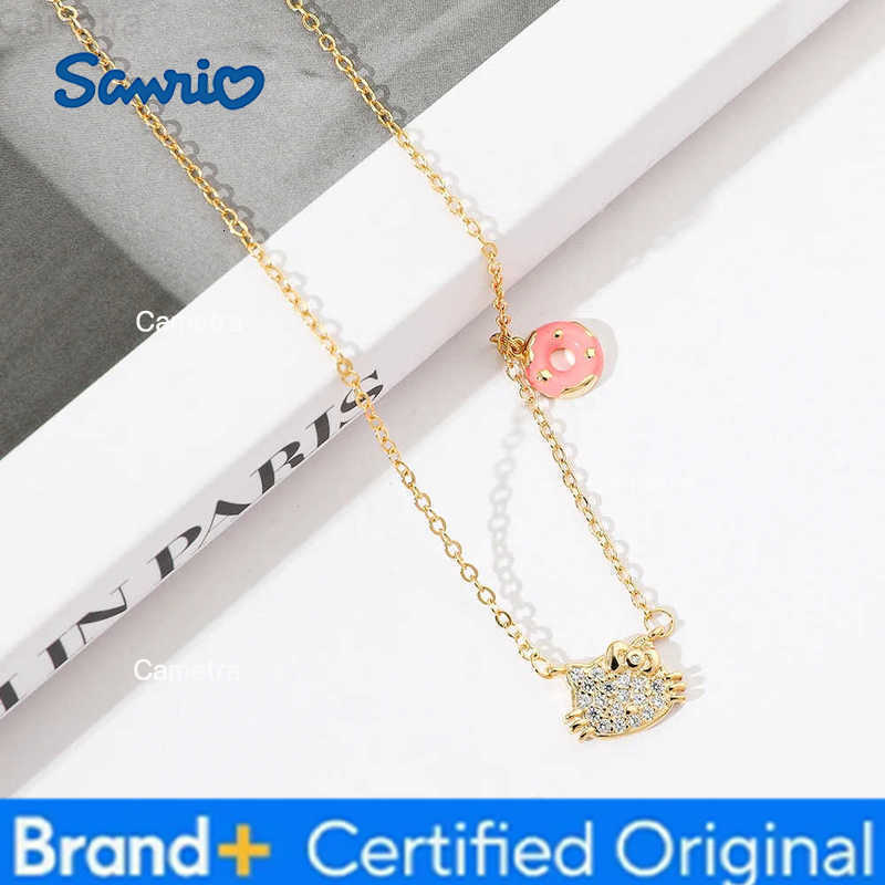Sanrio Kawaii Cartoon Hello Kitty Necklace Cute Cartoon Figure KT Cat Rhinestone Pendant Necklace Charm Jewelry Halloween Gifts H251229