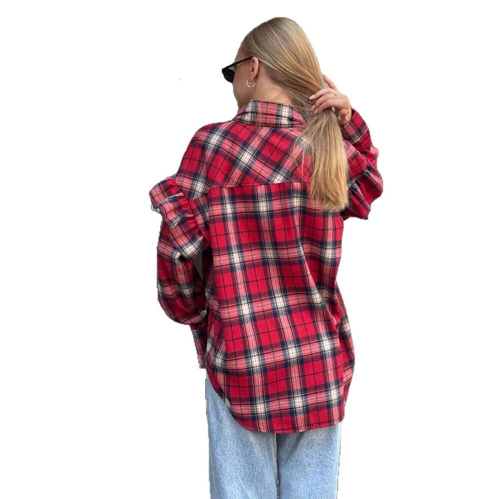 Fashion 2026 Retro Shirt Jacket For Spring And Autumn New Loose Versatile Outerwear Long Sleeve Plaid Women Sweat-Shirt Femme Luxe