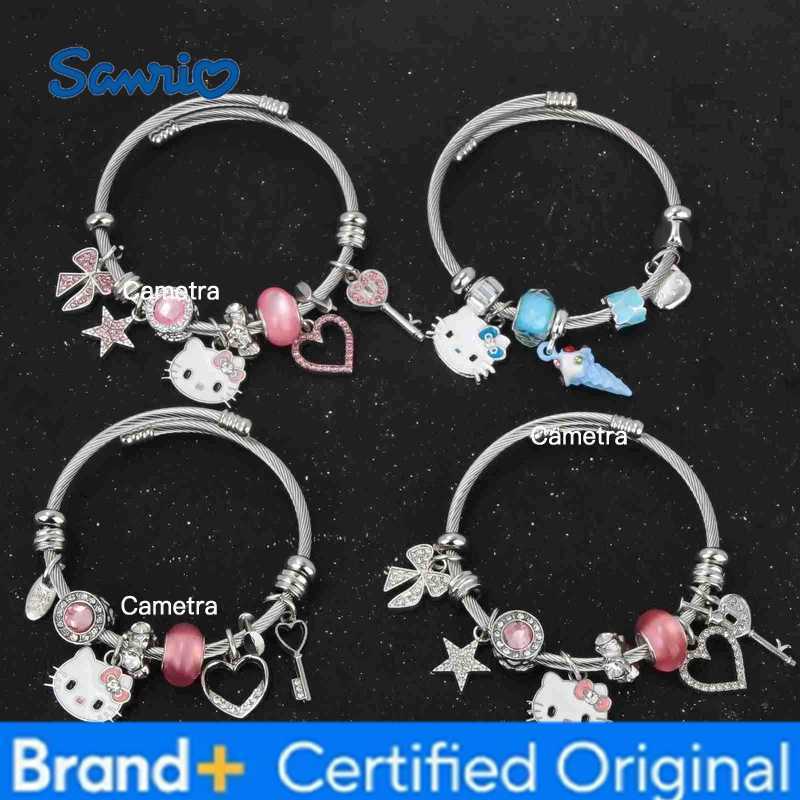 Sanrio Cartoon Anime Bracelet Hello Kitty Kawaii Collar Metal Pendant Bracelets For Women Girl Fans Friends Couple Charm Jewelry H251229