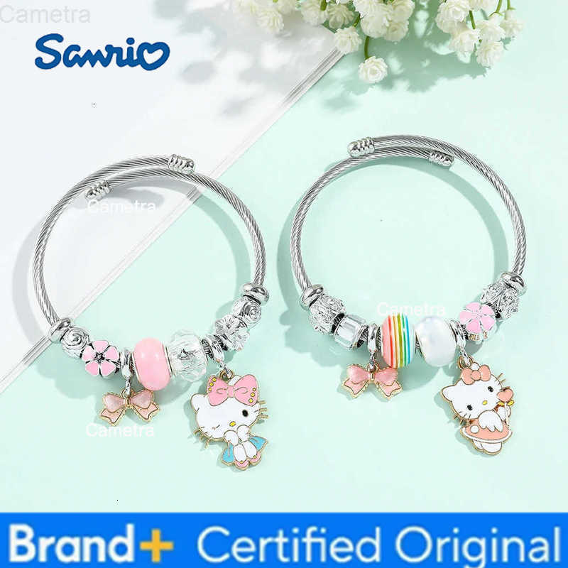 Sanrio Sanrio-Hello Kitty Bracelet Kawaii Anime Jewelry Crystal Beads Sweet Accessories Adjustable Cute Student Festival Gift H251229