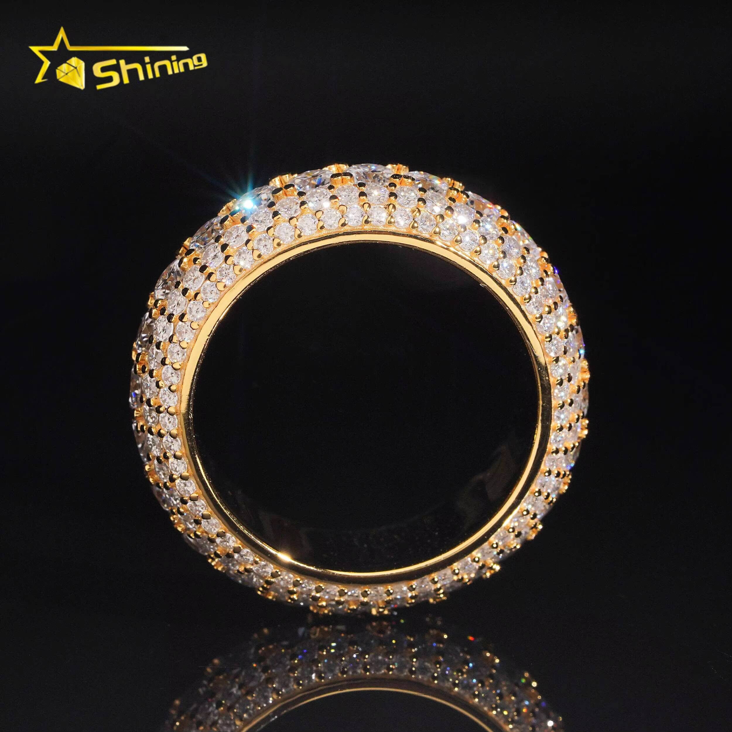GRA Cert Pass Diamond Tester Wholesale Fully Iced Out Engagement Eternity Band Ring Wedding Ring Solid Silver 925 VVS Moissanite