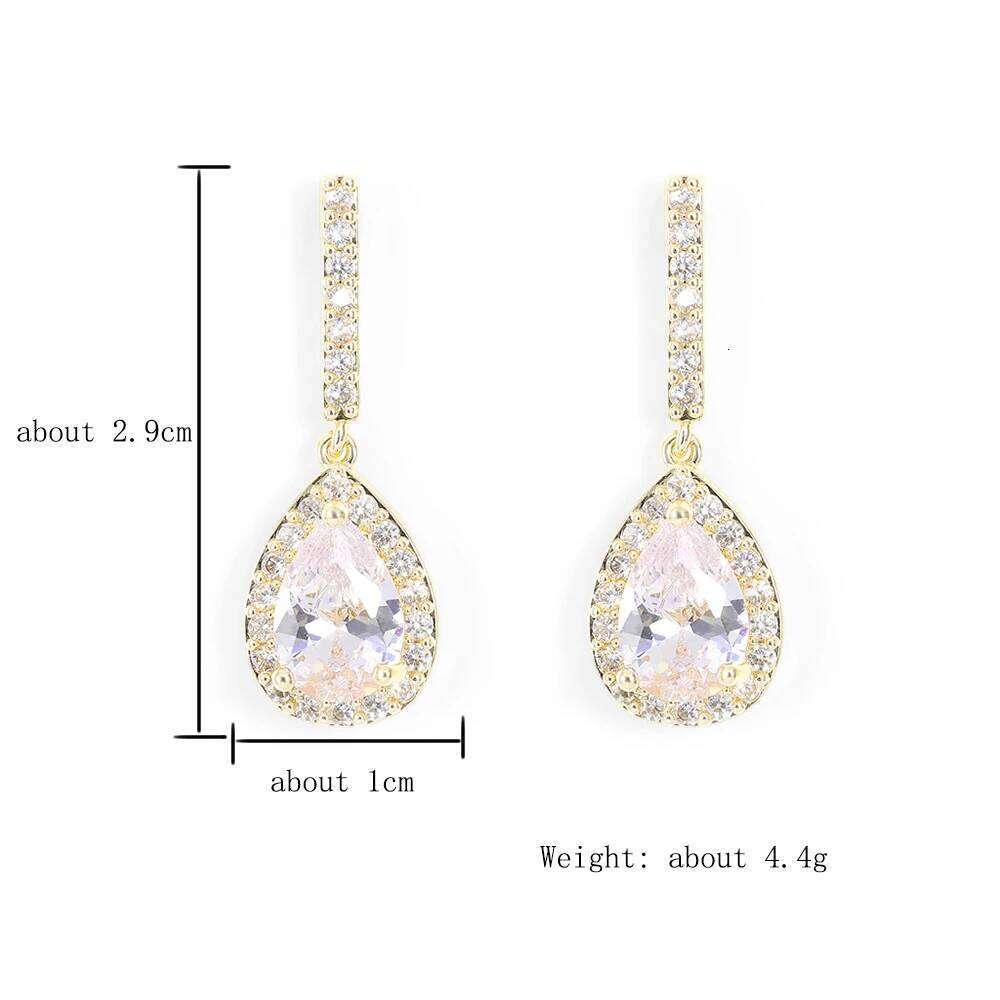 ZAKOL Brand Classic AAA Pear Cubic Zircon Drop Earrings for Women White Crystal Wedding Jewelry Wholesale