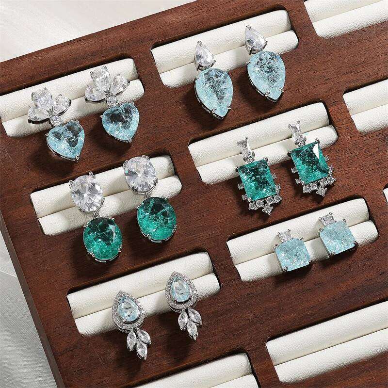 ZAKOL Romantic Light Blue Zircon Earrings for Women Girls Shiny Geometric Water Drop Crystal Wedding Jewelry Gift