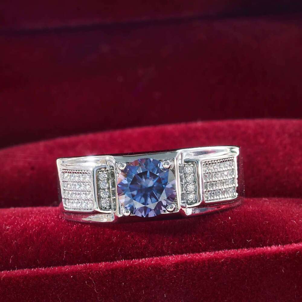1 Ct 6.5mm moissantie ring for charm lady with violet color moissanite stone 925 sterling silver female fine finger Jewerly 509