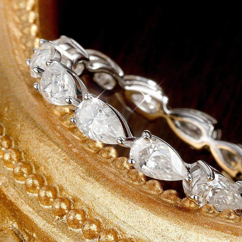 KNOBSPIN 3x5mm Pear Cut Rings for Women Lab Diamond GRA Anniversary Ring s925 Sterling Silver Wedding Band 251225