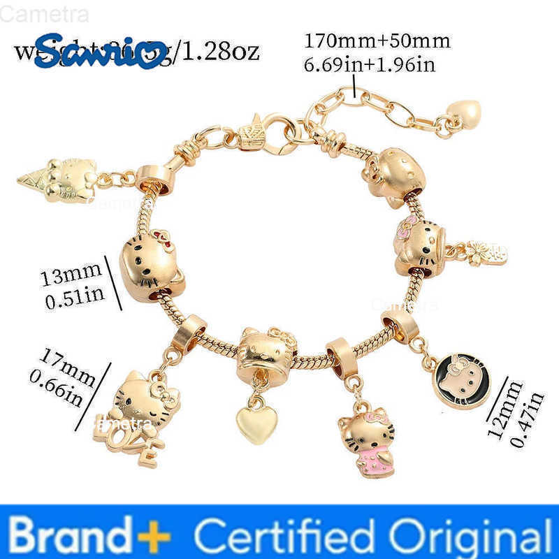 Sanrio Anime Kitty Cat Bracelet Cartoon Figure Kitty White Beads Pendant DIY Charm Bracelet Bangle Kawaii Jewelry Accessories H251229