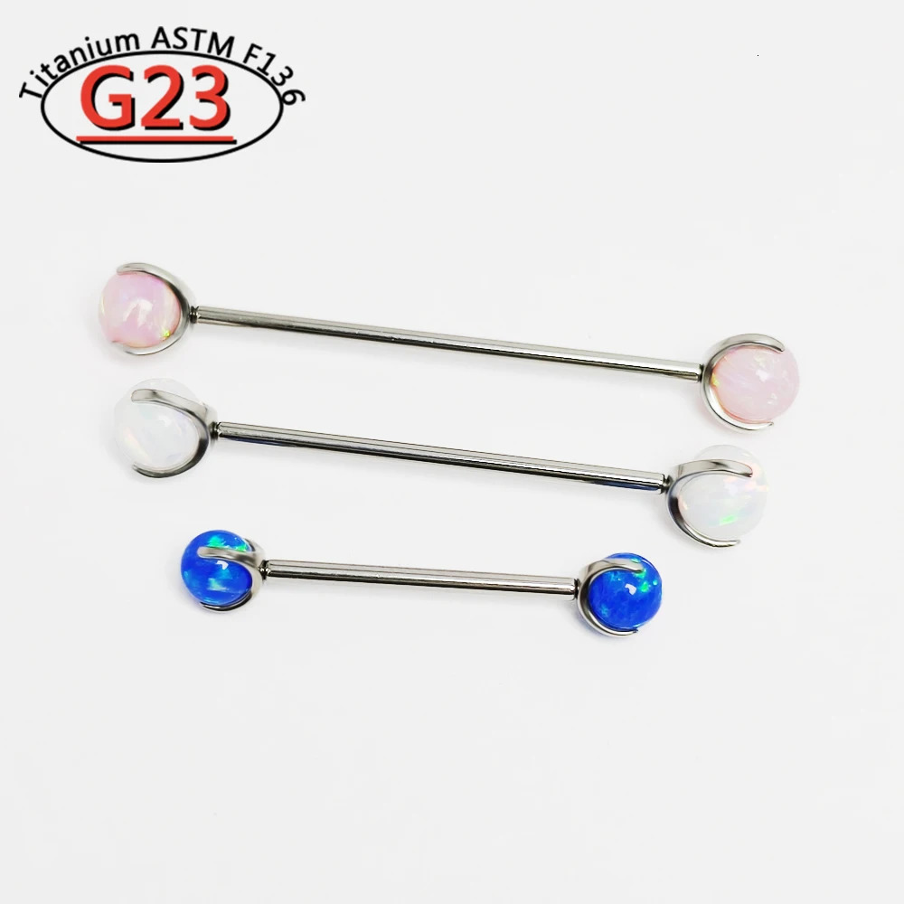 G23 opal Barbell Balls Ring Lip nipple piercings Tongue Daith Helix 16G Straight Tragus Piercing Stud Ear Body Jewelry 251224