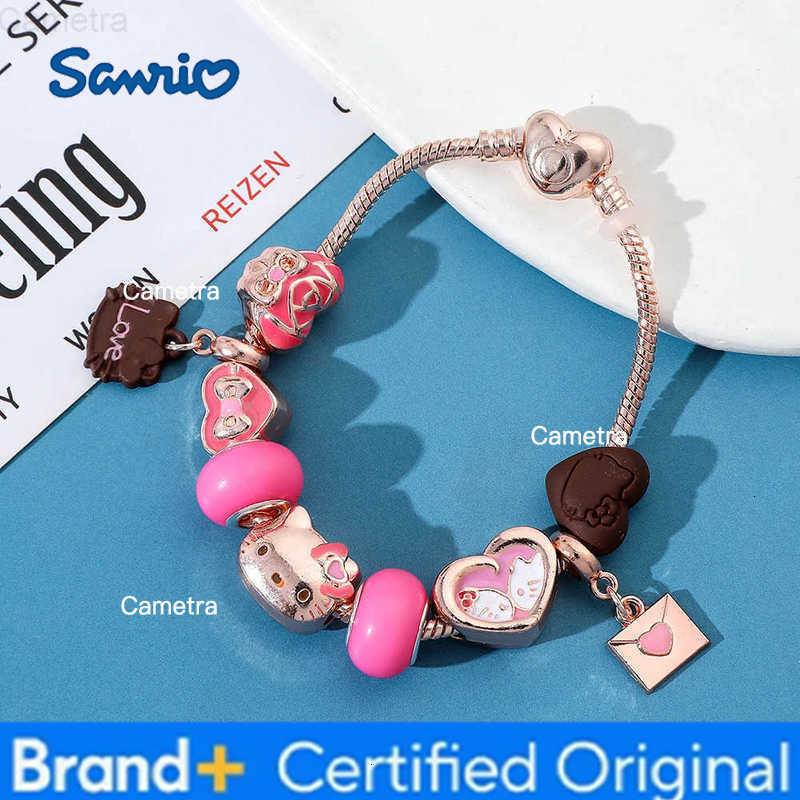 Sanrio Anime Cartoon HelloKitty Bracelet Cute Cartoon Figure Kitty DIY Accessory Kawaii KT Cat Bracelet for Children Party Gifts H251229