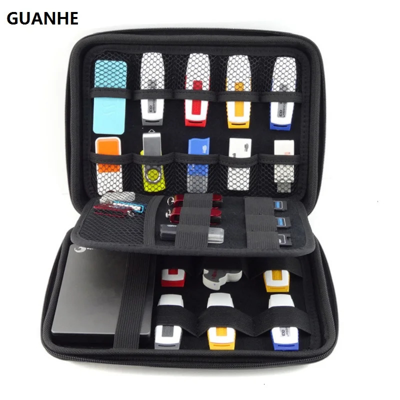 GUANHE Electronics Cable Organizer Bag USB Flash Drive Memory Card HDD Case Travel CASE 251224