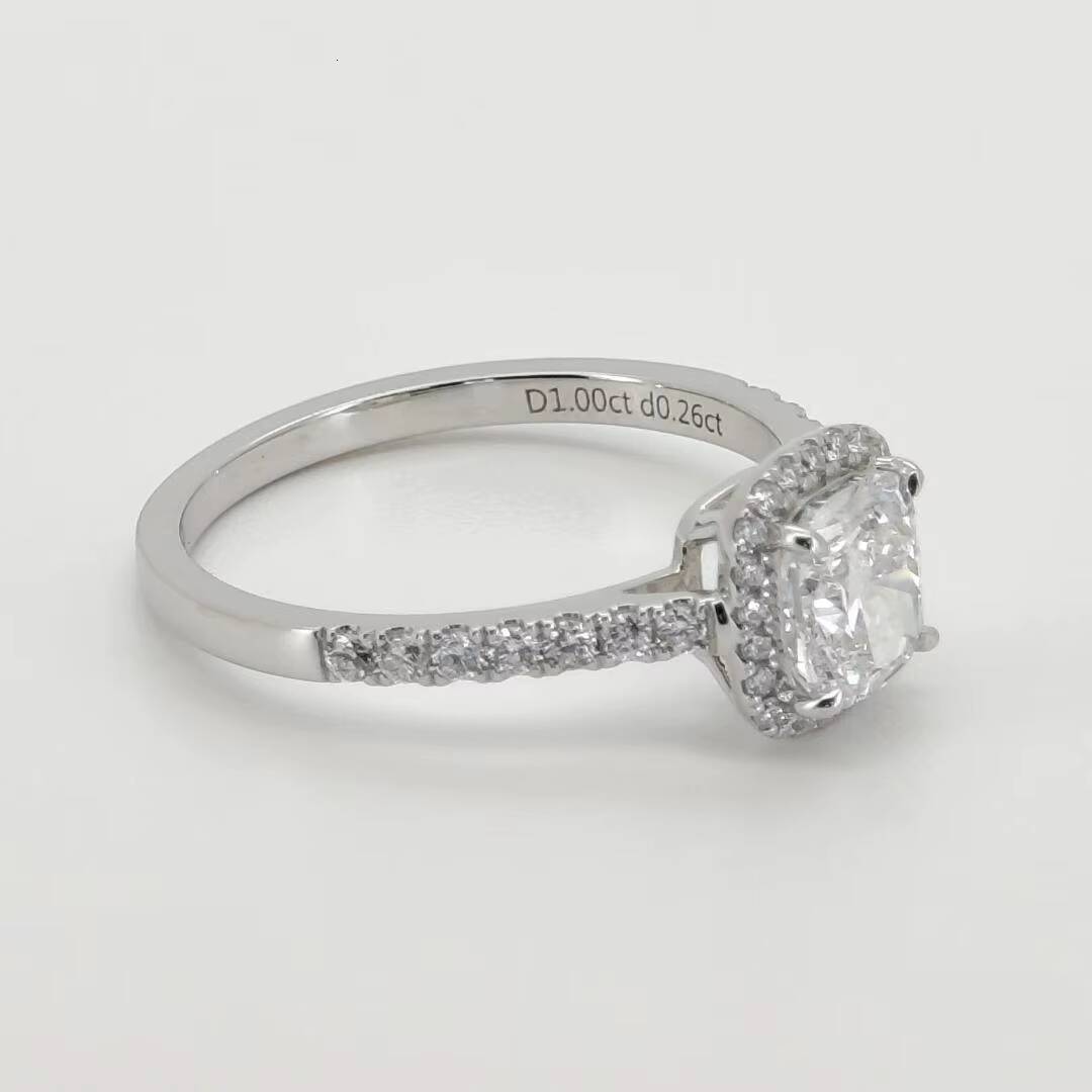 Premium 9K Solid Gold Lab Created Diamond Ring Engagement Radiant Cut1 Ct Wedding Jewelry IGI Certified Lab Diamond Ring