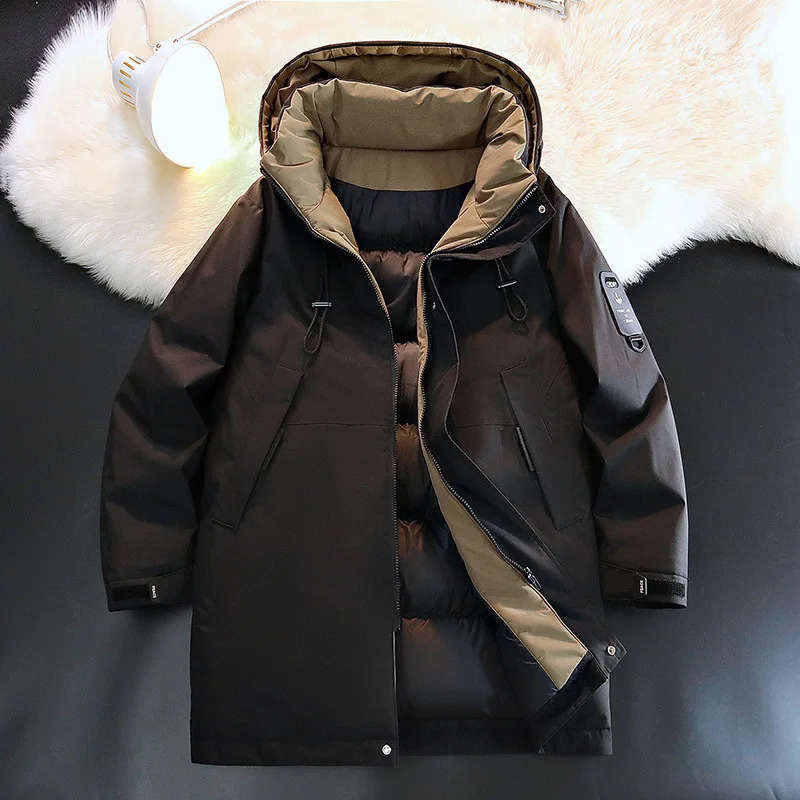 2025 HighQuality Mens Winter Down and Cotton Coat MidLength Thick Warm Jacket 251226