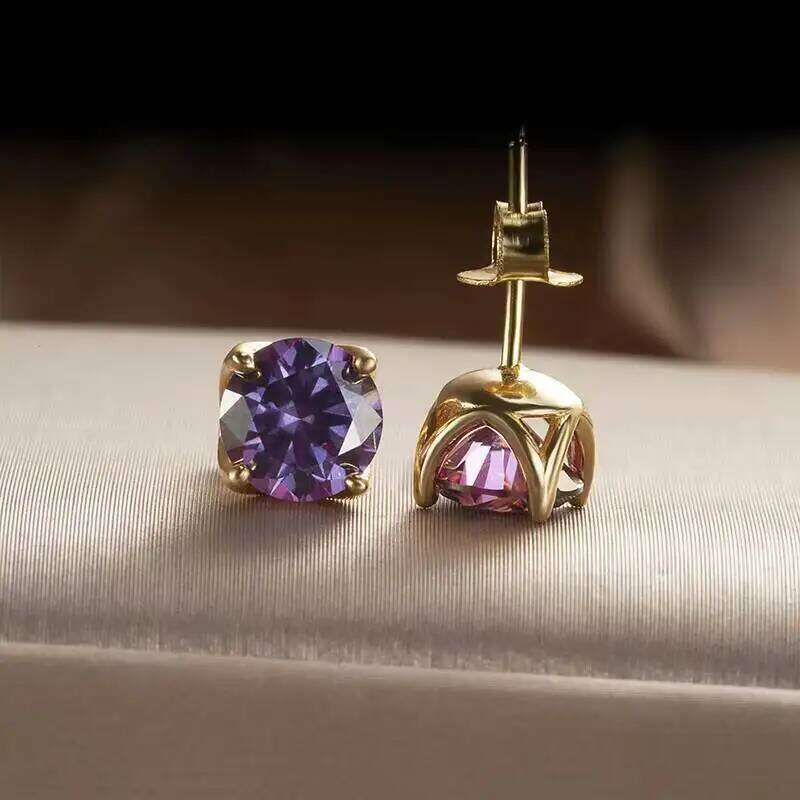 2CTTW Colorful Moissanite Ear-studs S925 Sterling Silver Earrings For Women Men Unisex Sparkling Luxury Fine Jewelry GRA certifi 3bb